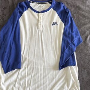 Nike SB White and Blue Raglan Shirt